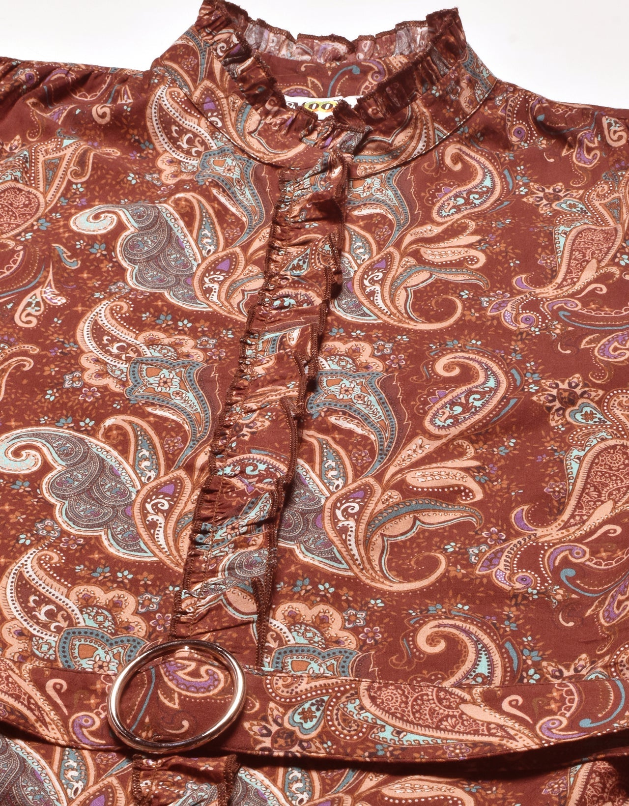 Printed Cotton Dress, Ruffled Collar