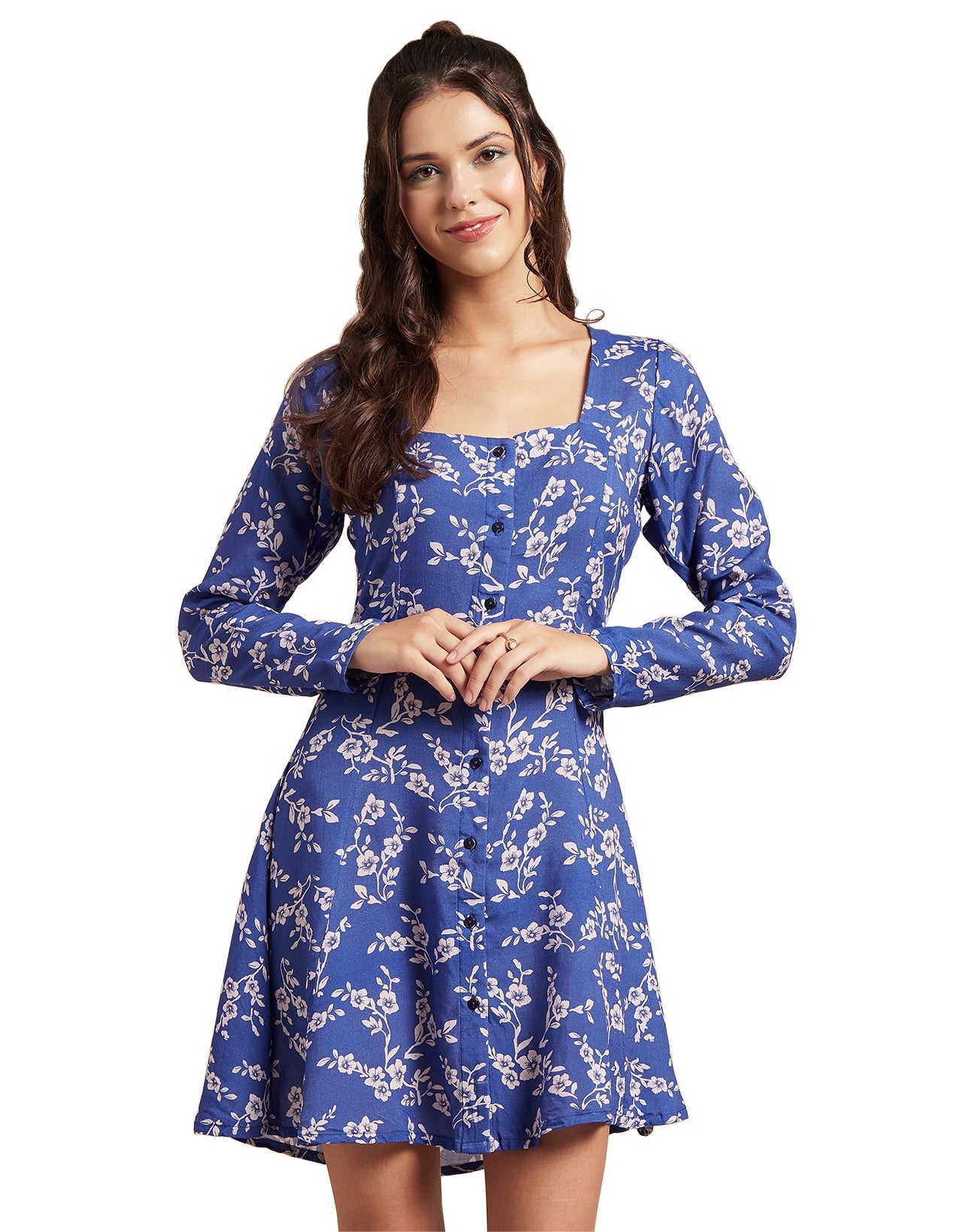 Long Sleeves Dress, Square Neck