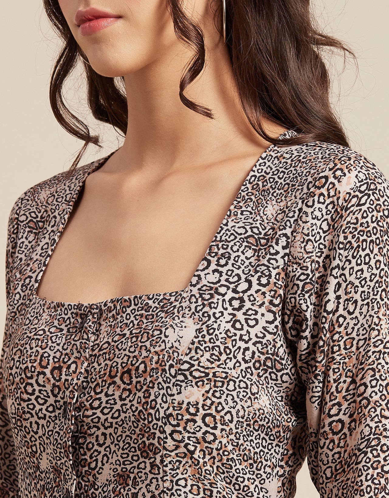 Long Sleeves Dress, Square Neck