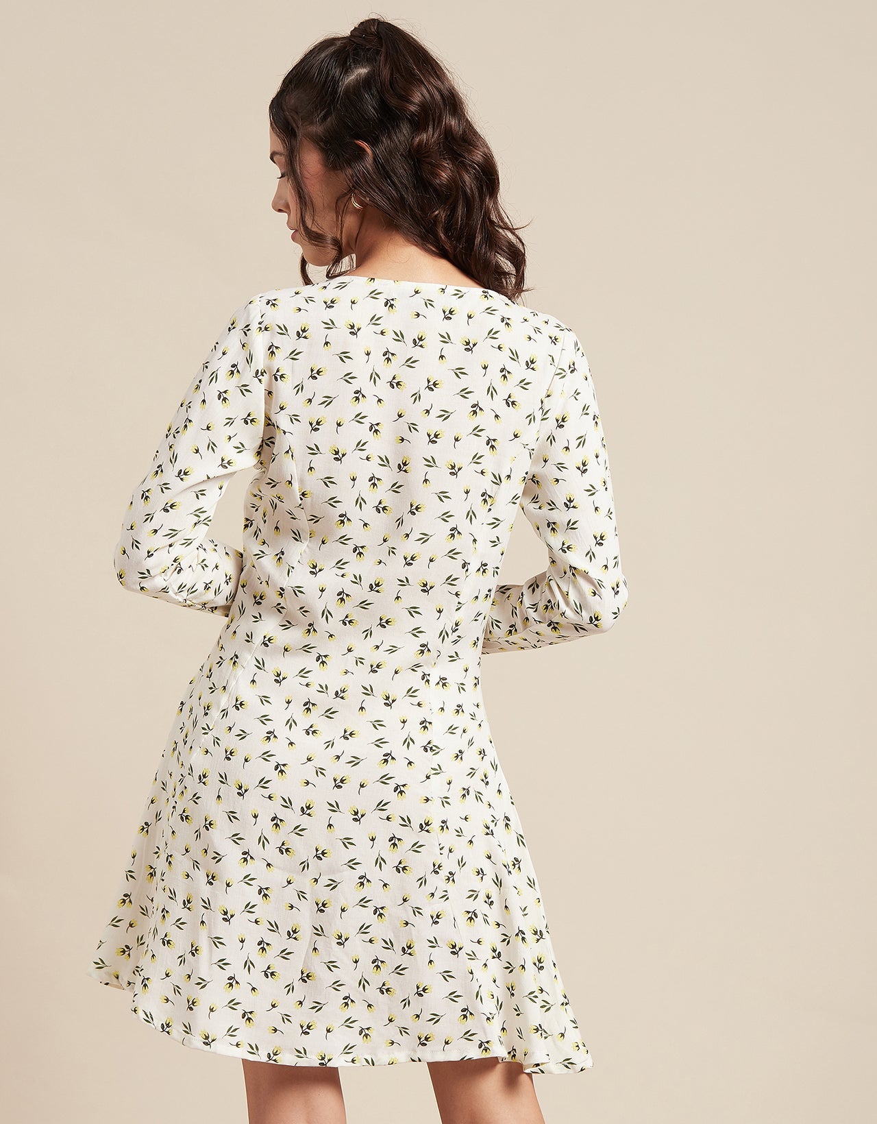 Long Sleeves Dress, Square Neck