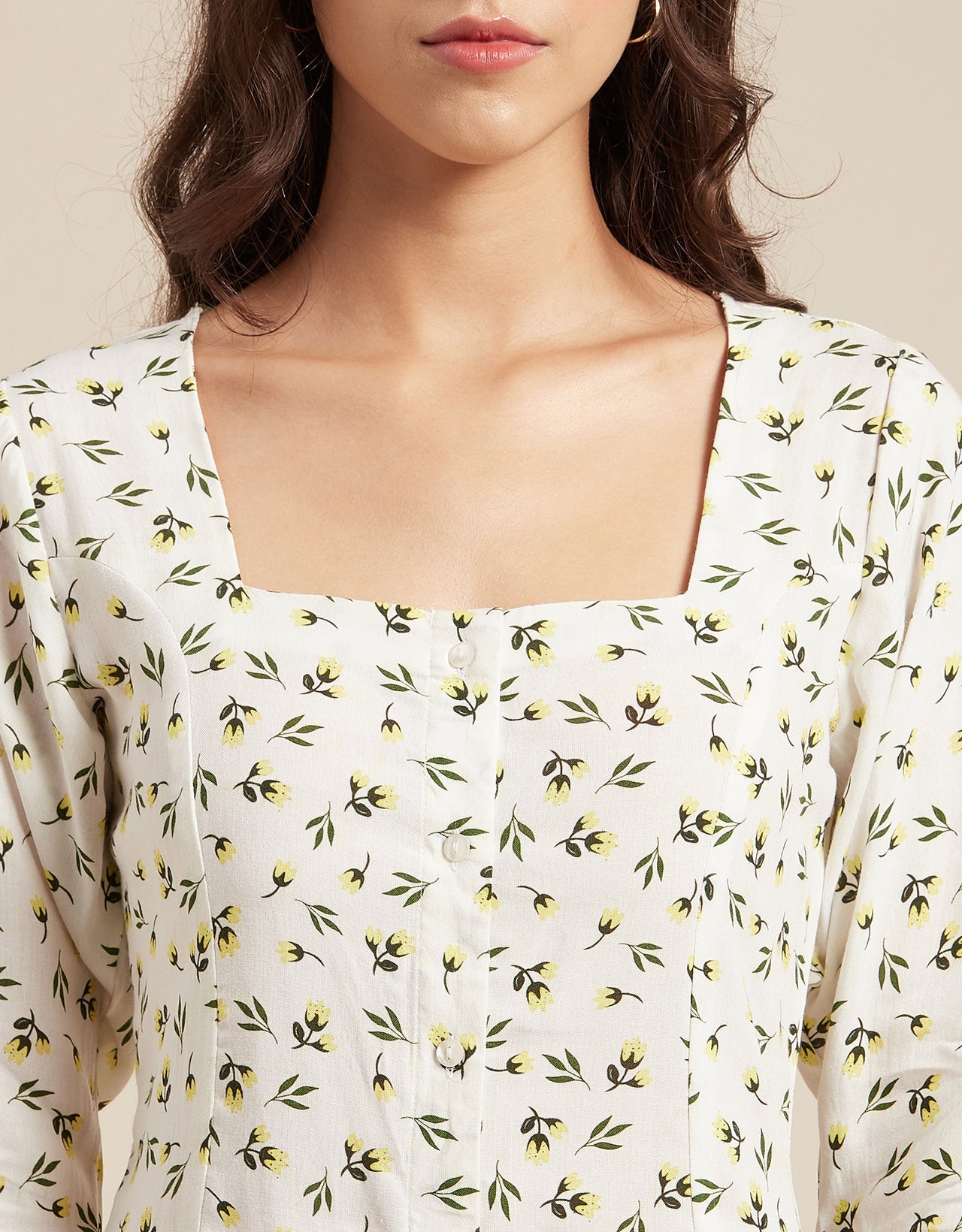 Long Sleeves Dress, Square Neck