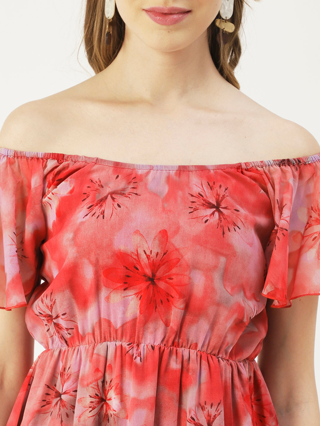 Off-Shoulder Midi Dress, Cinched
