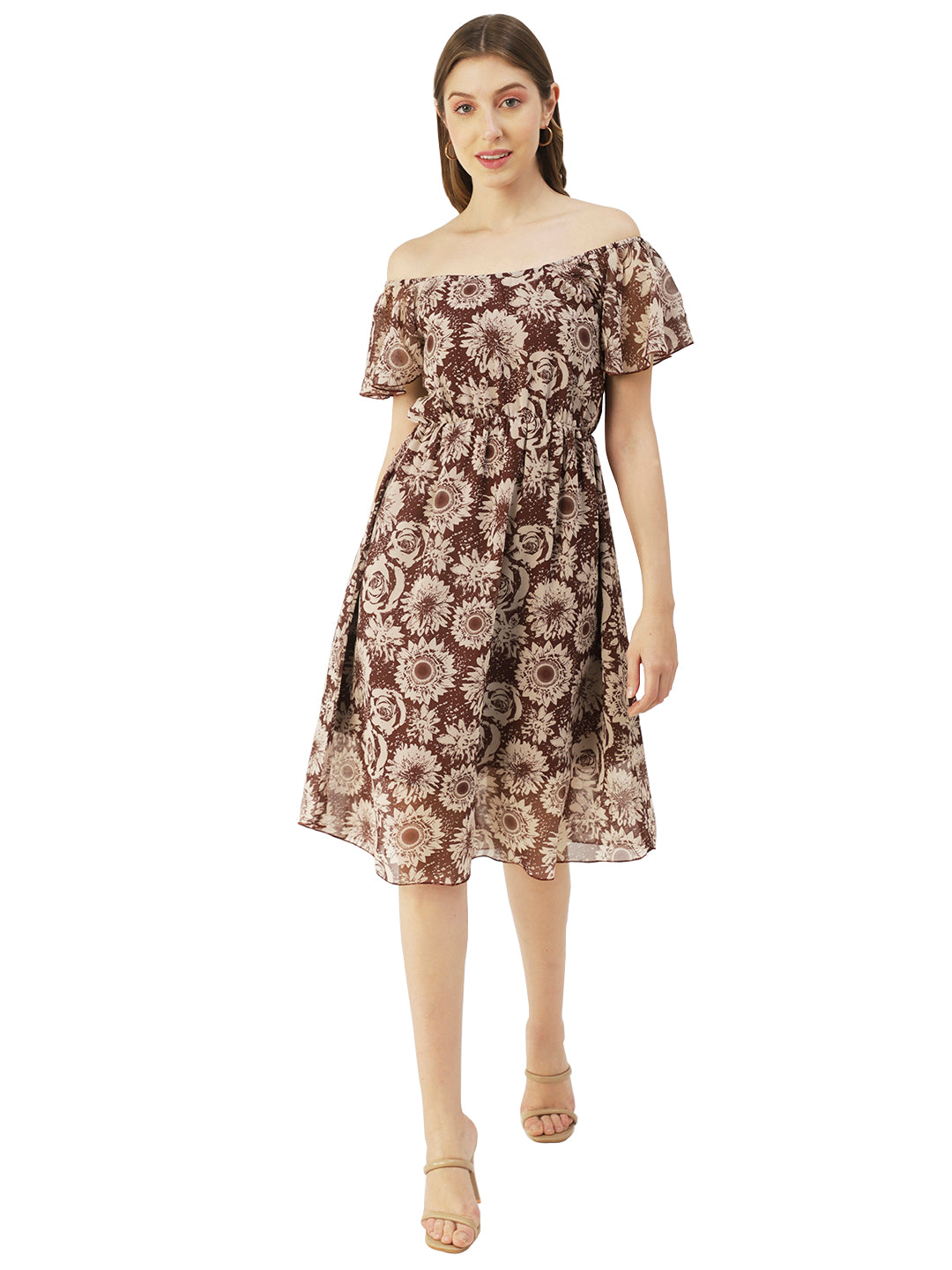 Off-Shoulder Midi Dress, Cinched