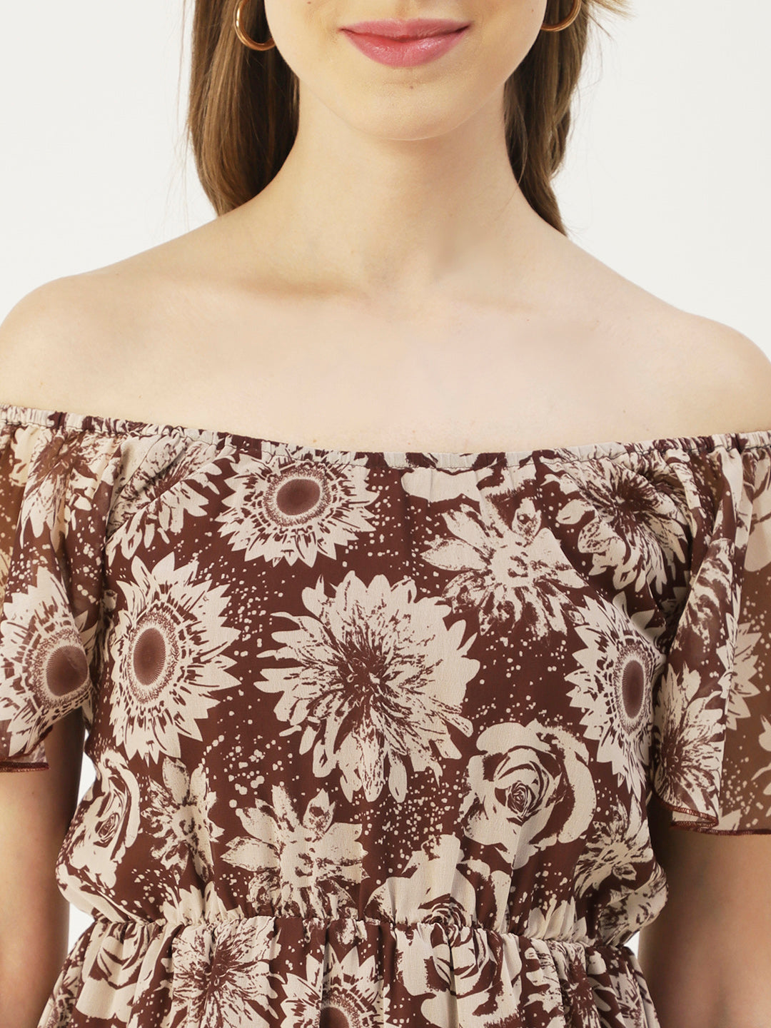 Off-Shoulder Midi Dress, Cinched