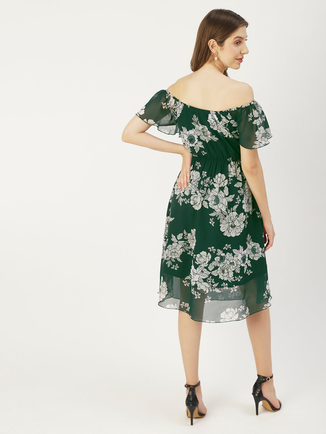 Off-Shoulder Midi Dress, Cinched