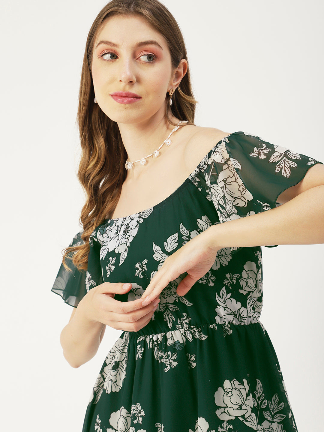 Off-Shoulder Midi Dress, Cinched