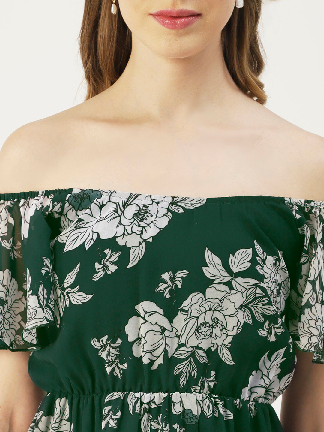 Off-Shoulder Midi Dress, Cinched
