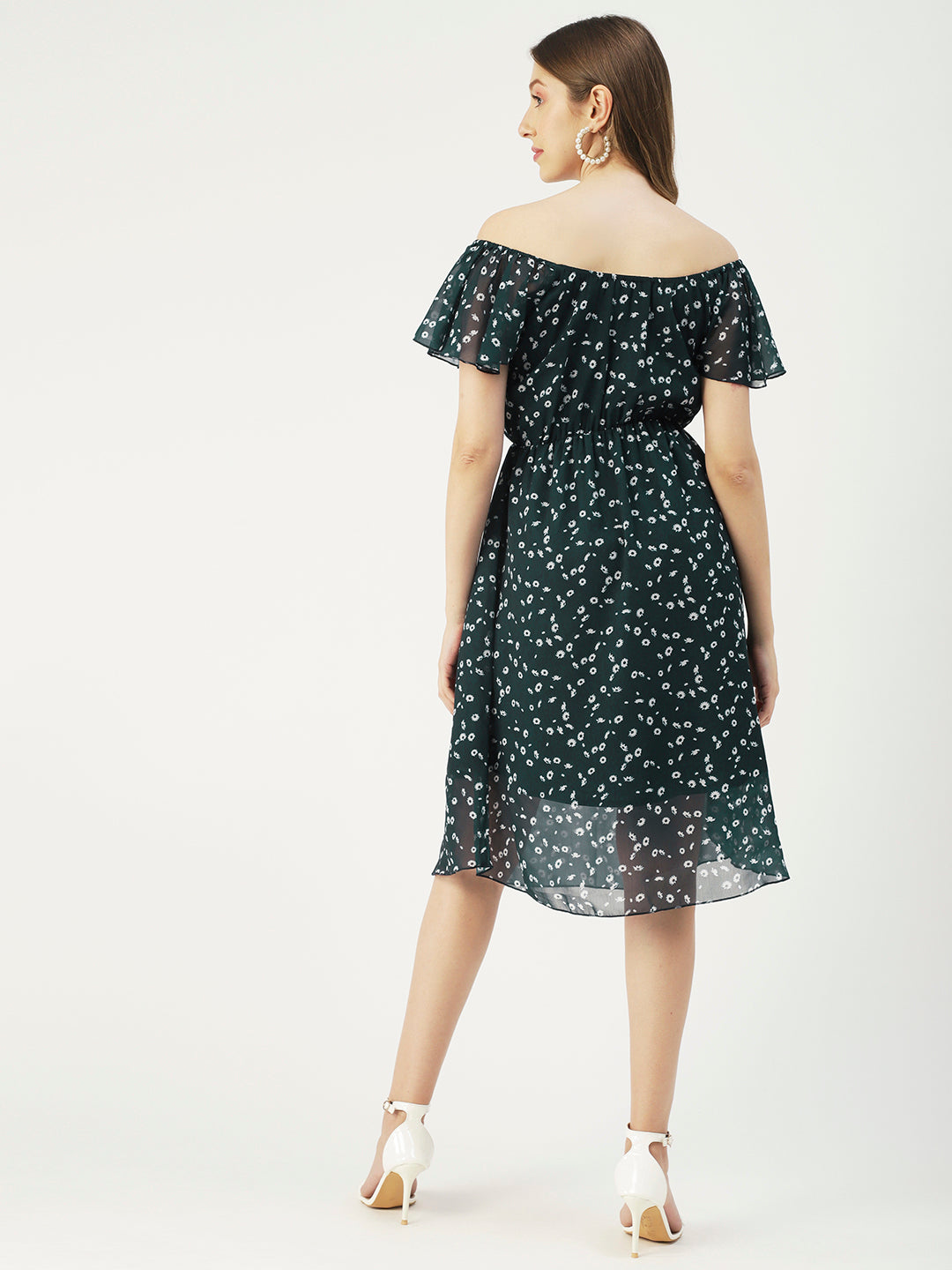 Off-Shoulder Midi Dress, Cinched
