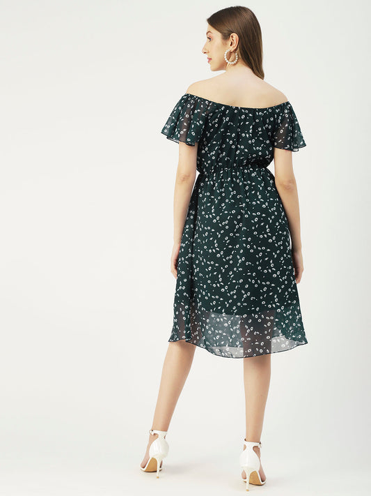 Off-Shoulder Midi Dress, Cinched