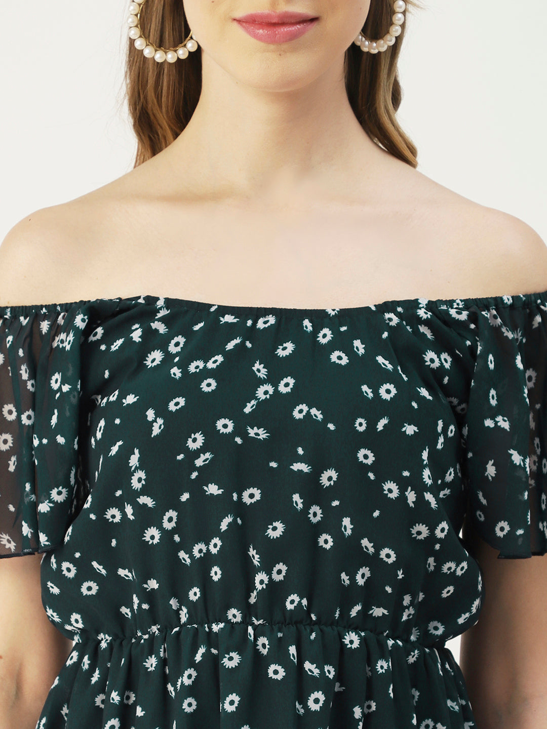 Off-Shoulder Midi Dress, Cinched