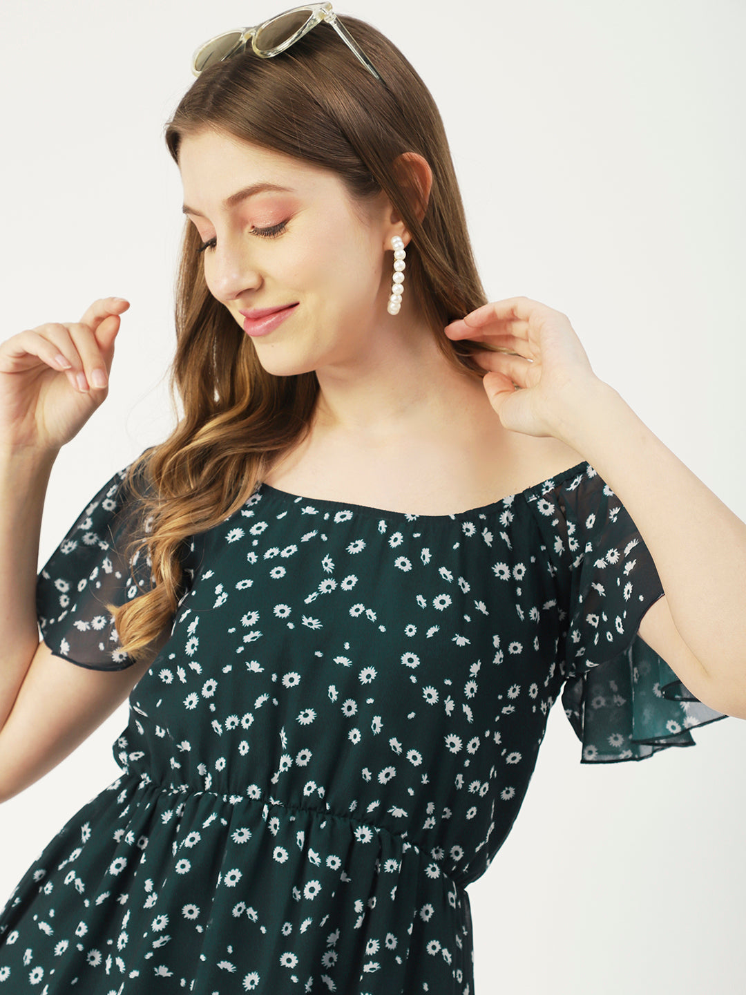 Off-Shoulder Midi Dress, Cinched