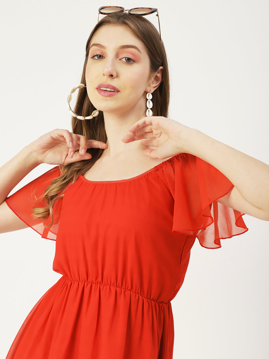 Off-Shoulder Midi Dress, Cinched