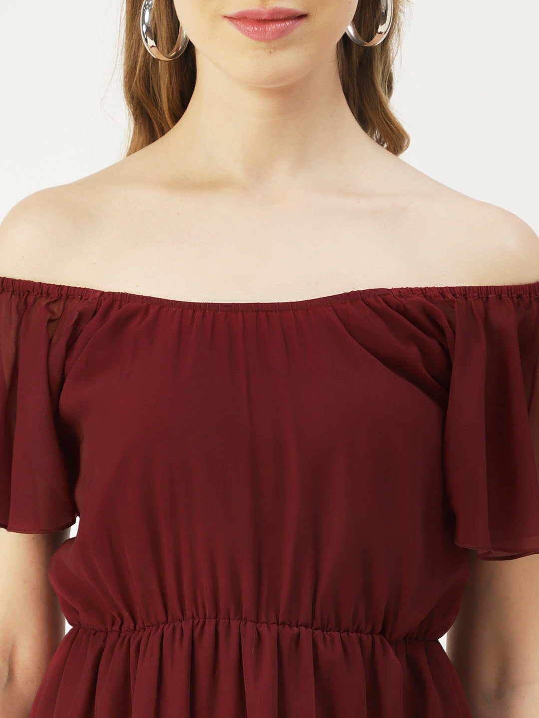 Off-Shoulder Midi Dress, Cinched