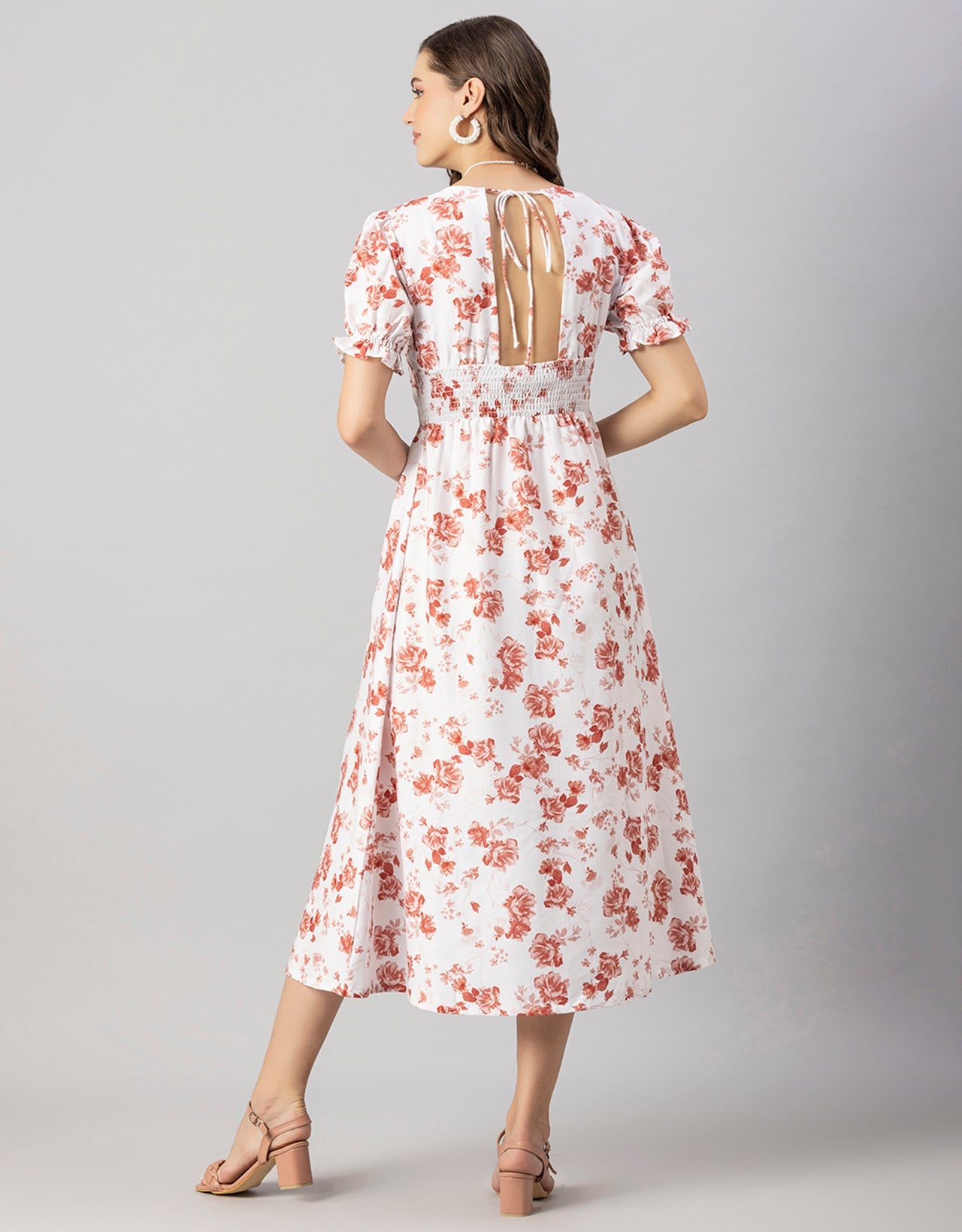 Printed Front Slit Midi Dress
