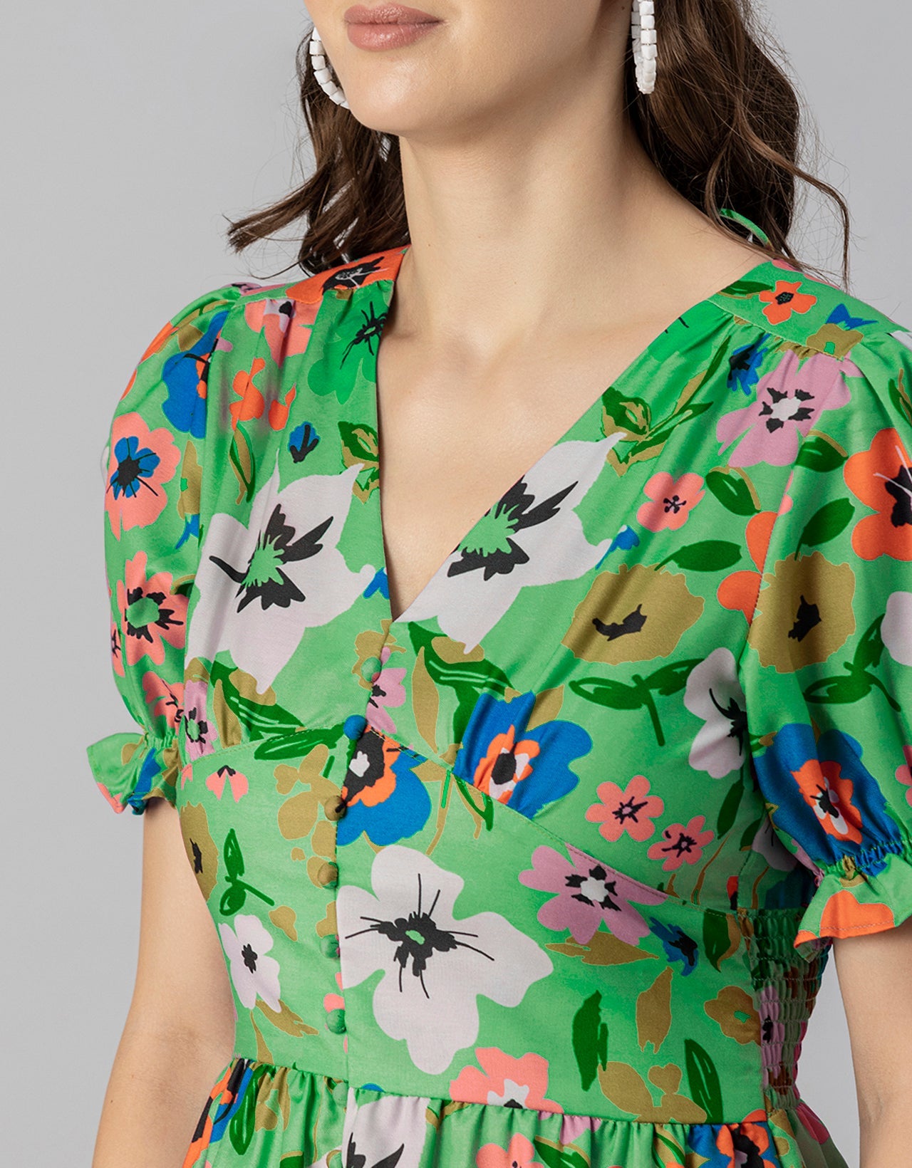 Printed Front Slit Midi Dress