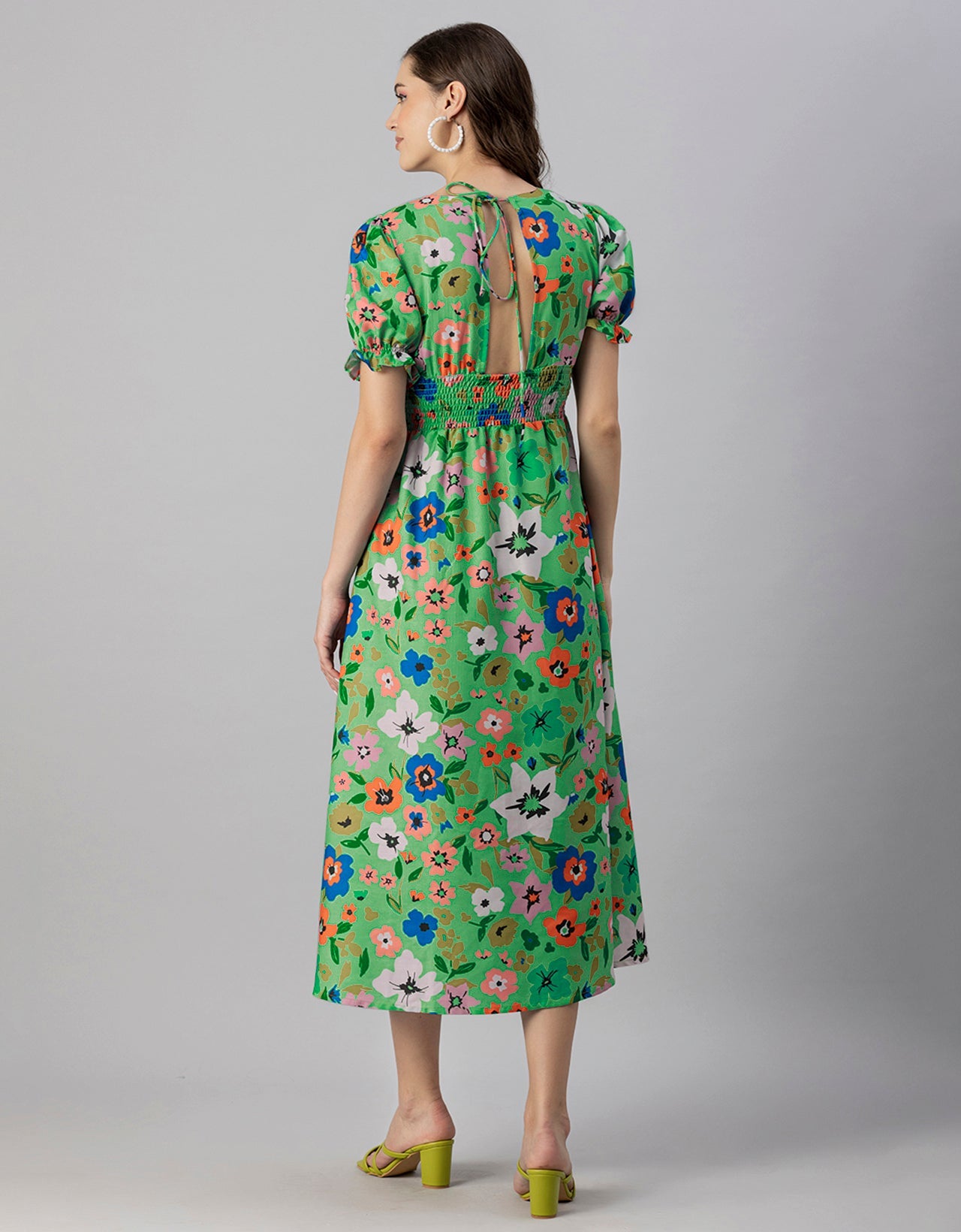 Printed Front Slit Midi Dress