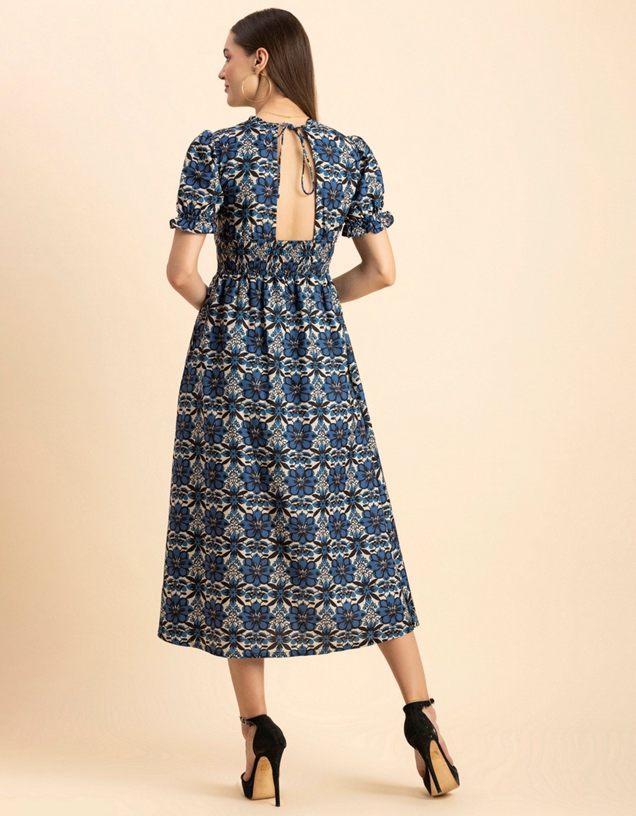 Printed Front Slit Midi Dress