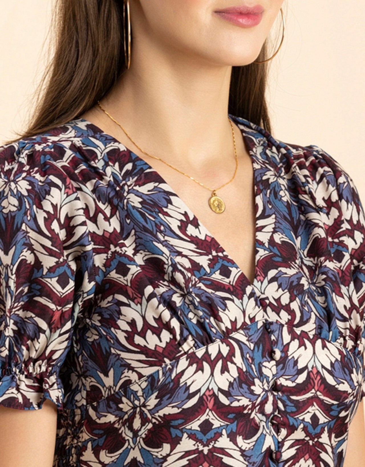 Printed Front Slit Midi Dress