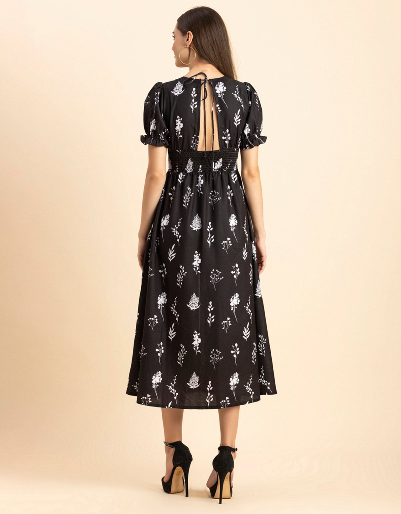 Printed Front Slit Midi Dress