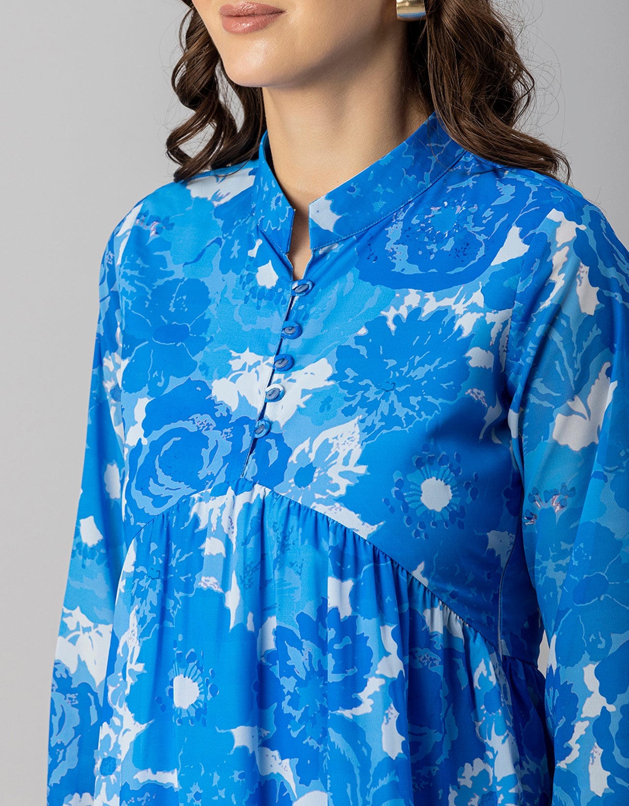 Solid Cuffed Sleeves Dress