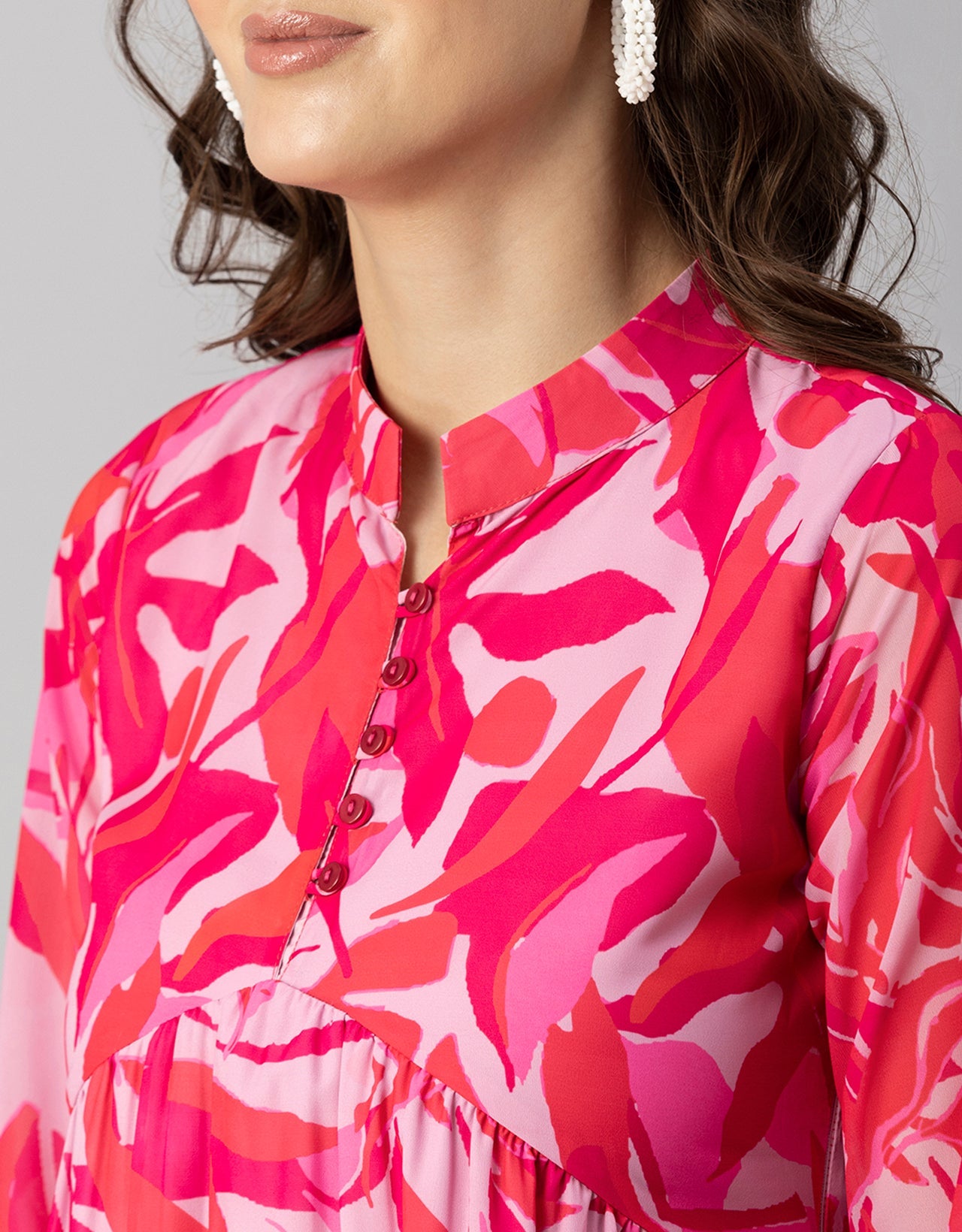 Solid Cuffed Sleeves Dress