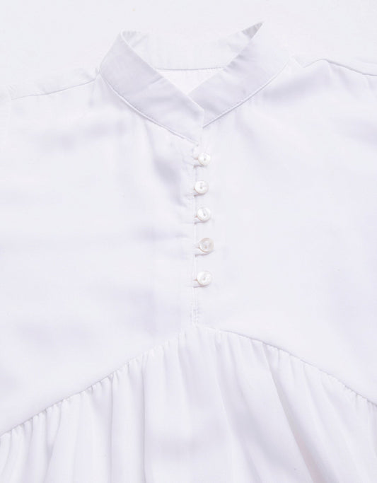 Solid Cuffed Sleeves Dress