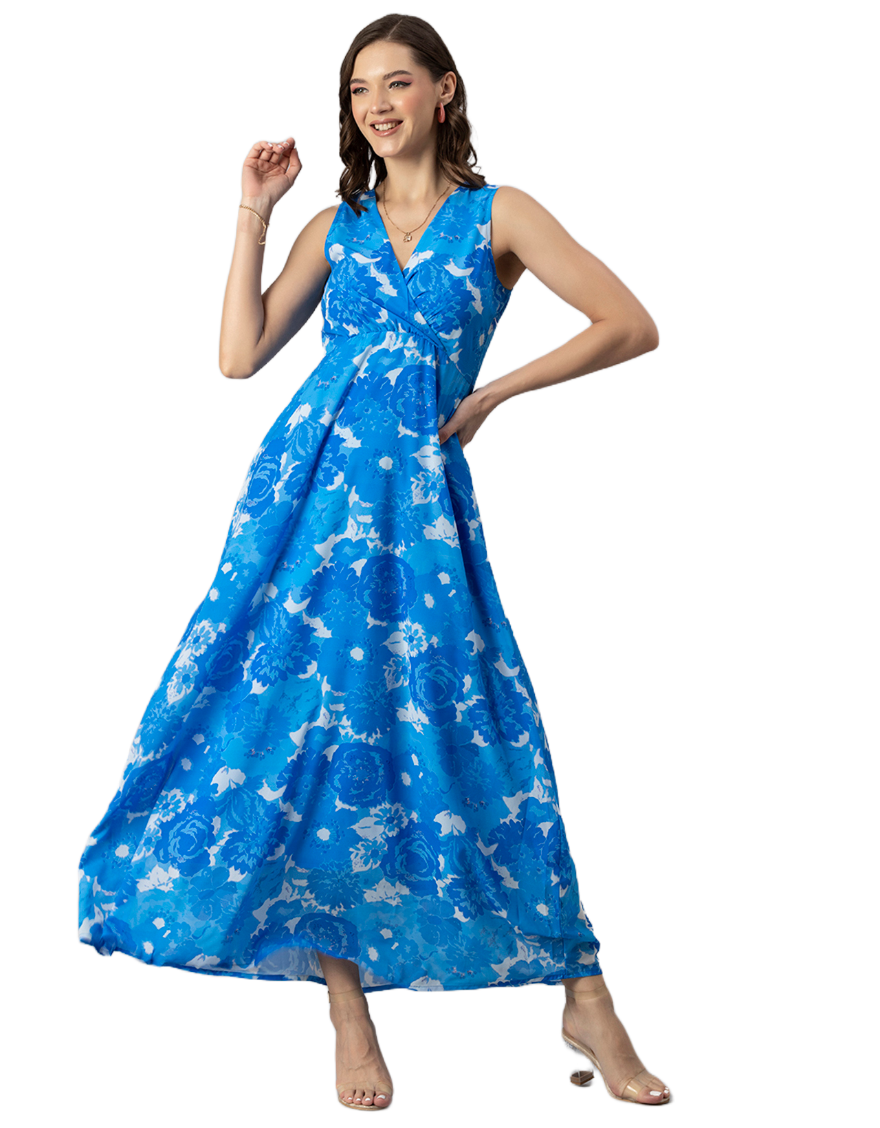 Printed Sleeveless Maxi Dress