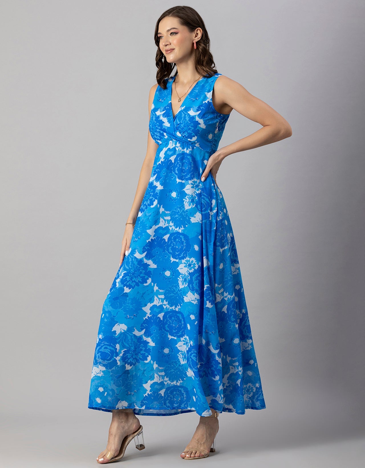 Printed Sleeveless Maxi Dress