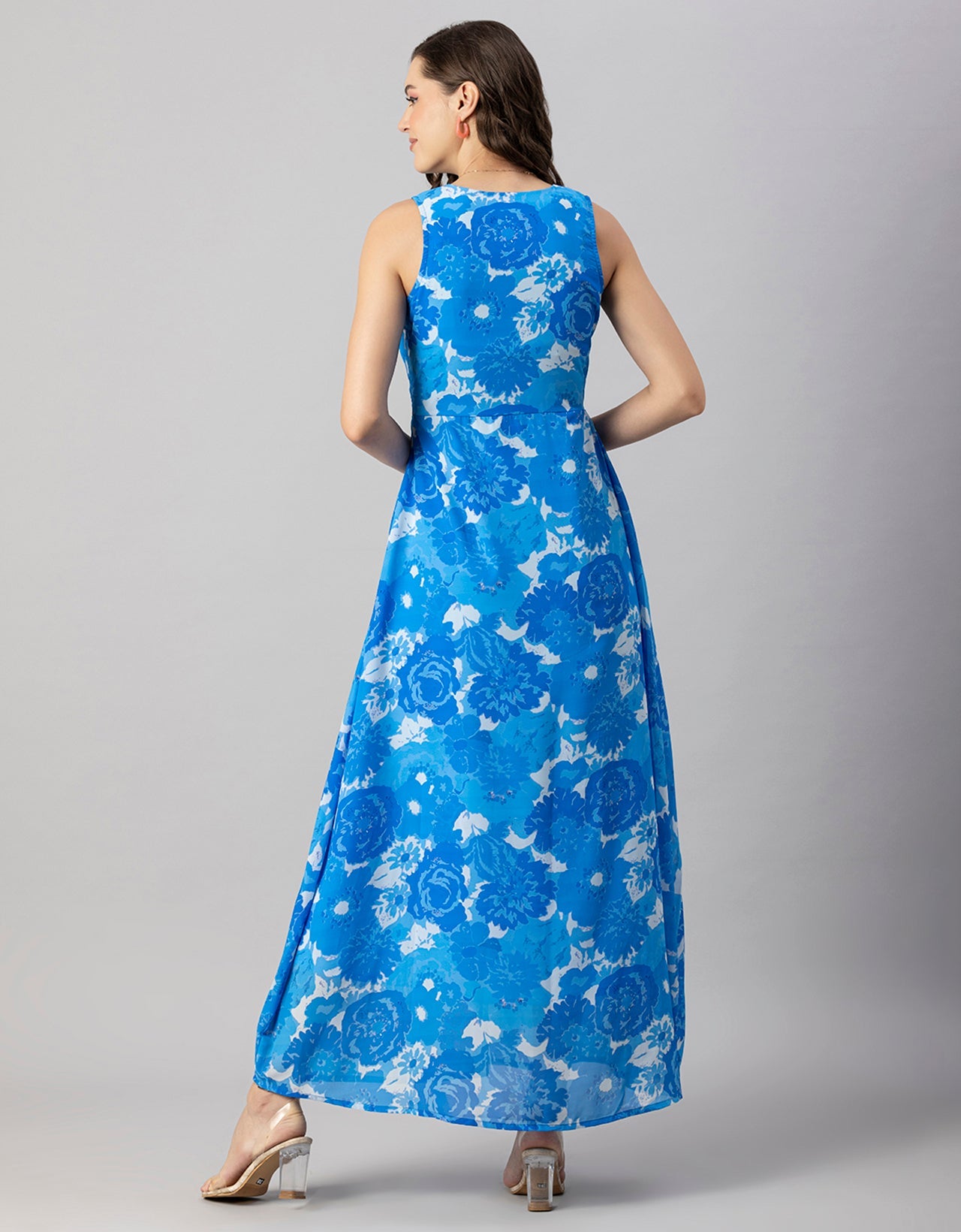 Printed Sleeveless Maxi Dress