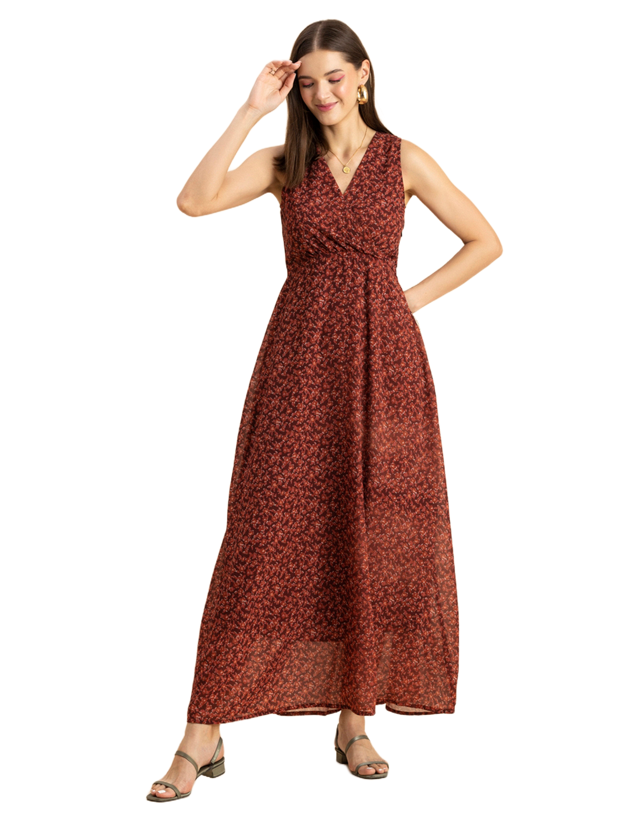Printed Sleeveless Maxi Dress