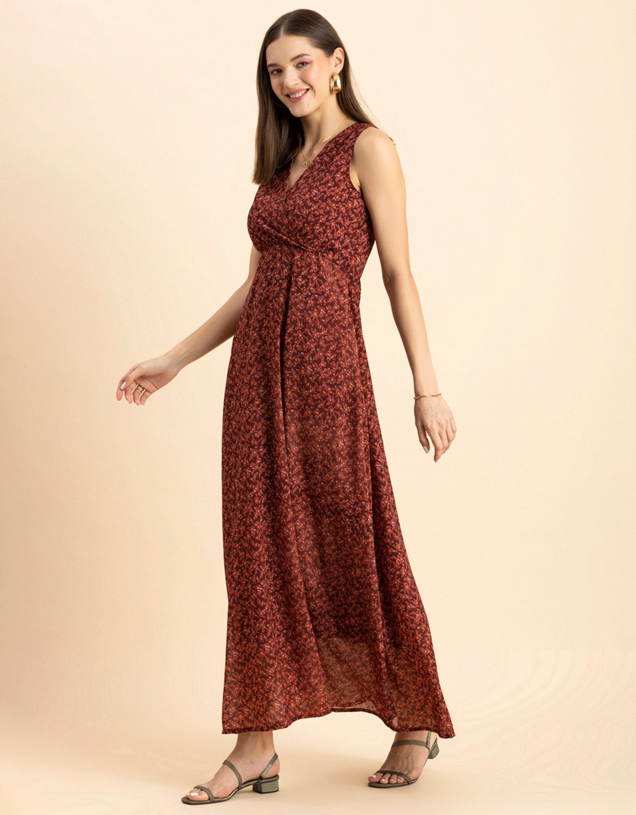 Printed Sleeveless Maxi Dress