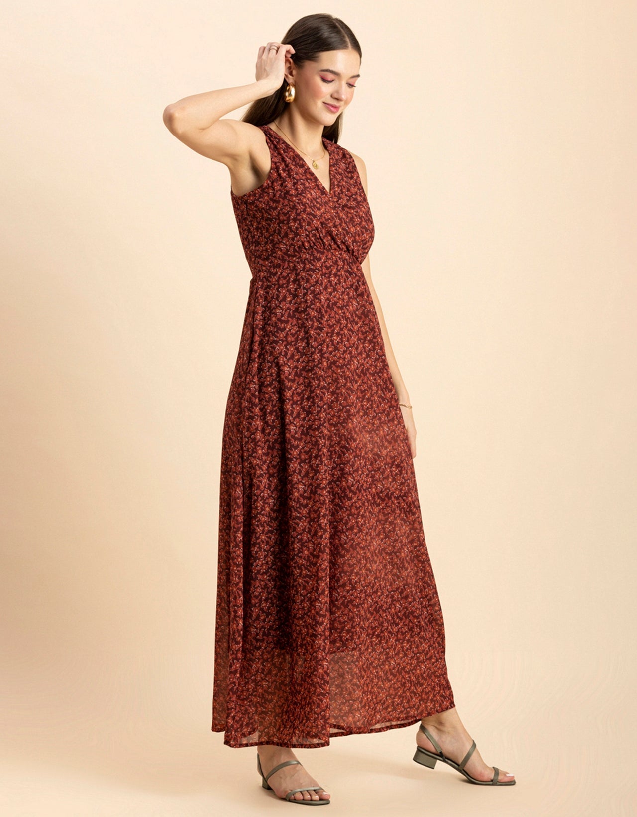 Printed Sleeveless Maxi Dress
