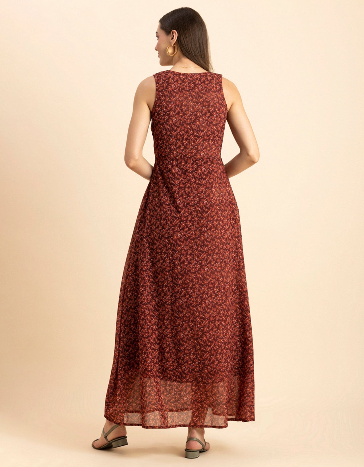 Printed Sleeveless Maxi Dress