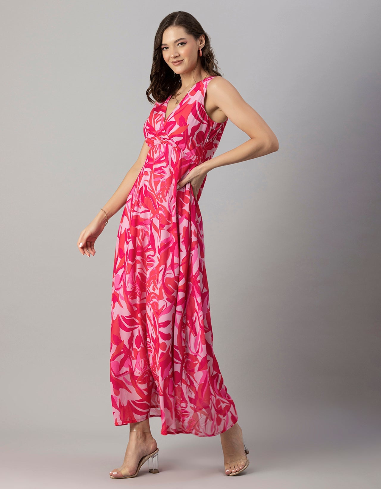 Printed Sleeveless Maxi Dress