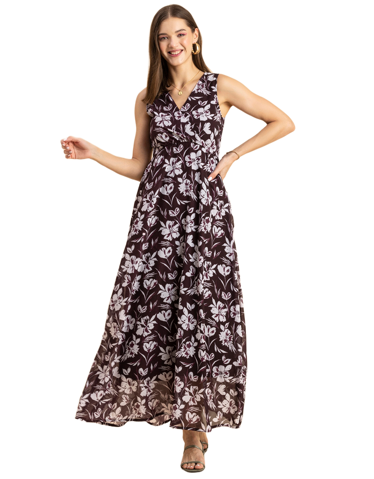 Printed Sleeveless Maxi Dress