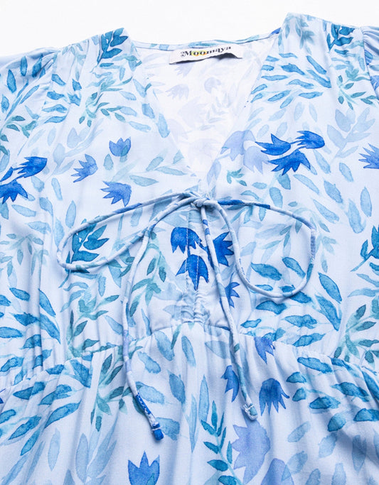 Printed Summer Dress, V-Neck Midi