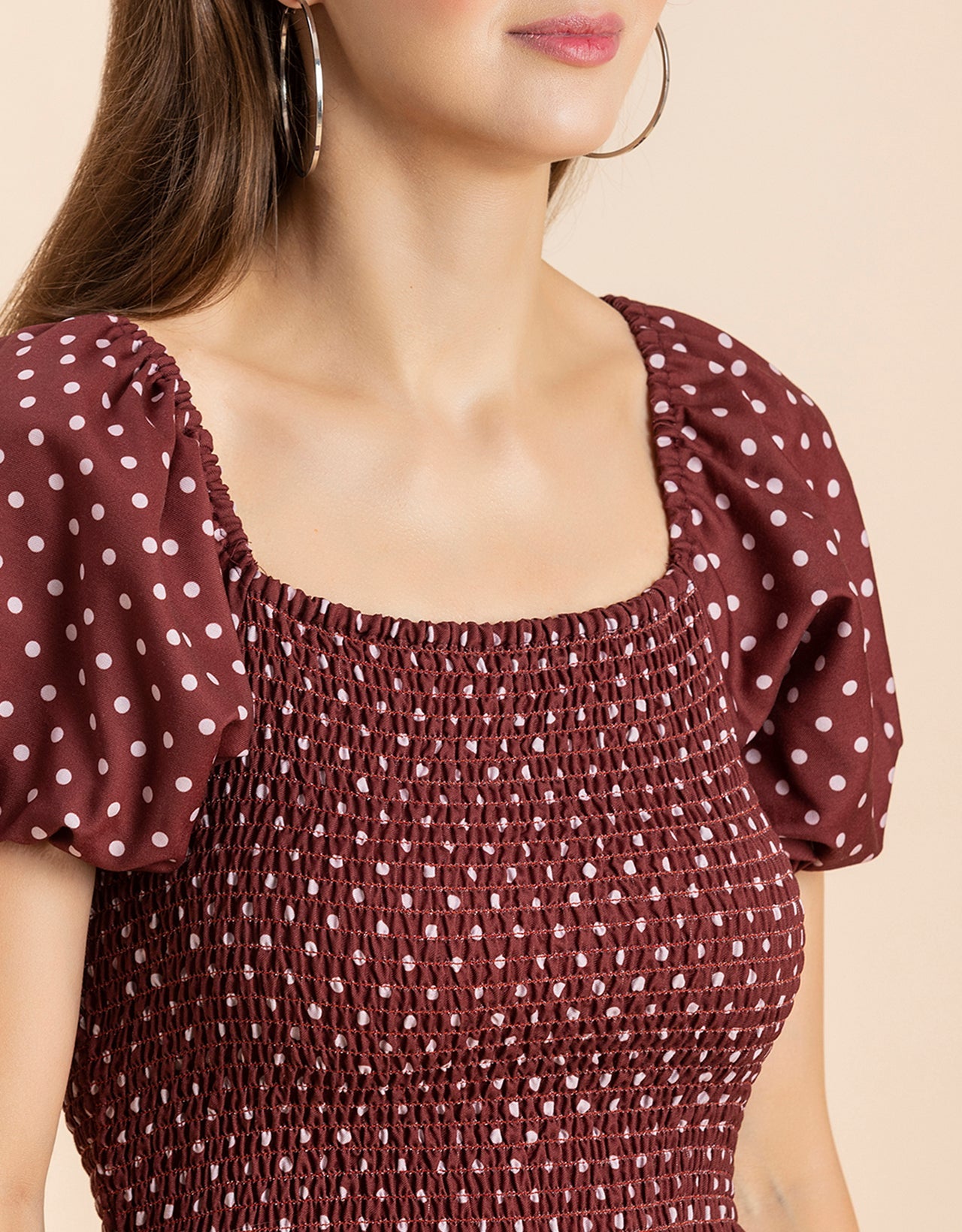 Printed Square Neck Puffed Dress