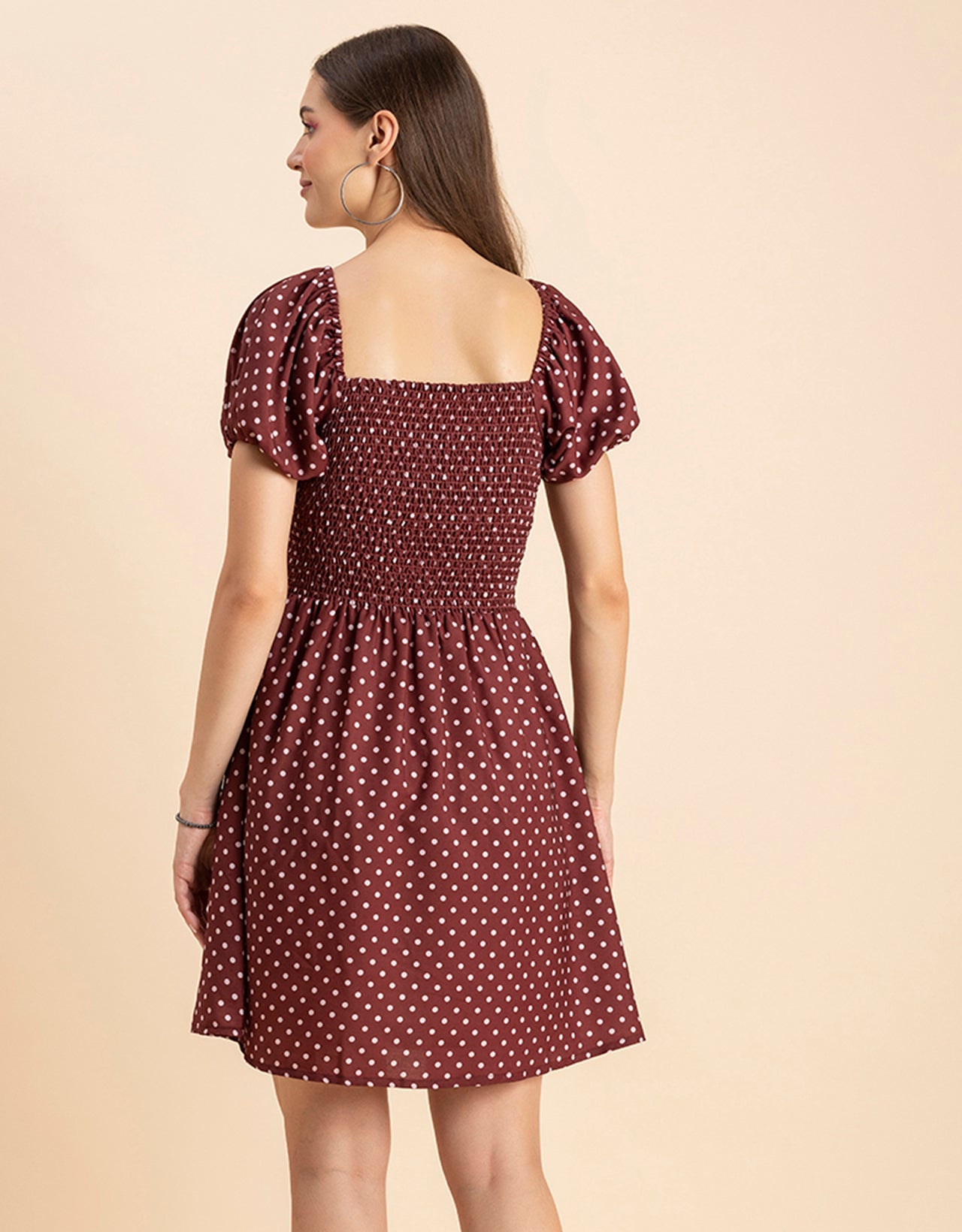 Printed Square Neck Puffed Dress