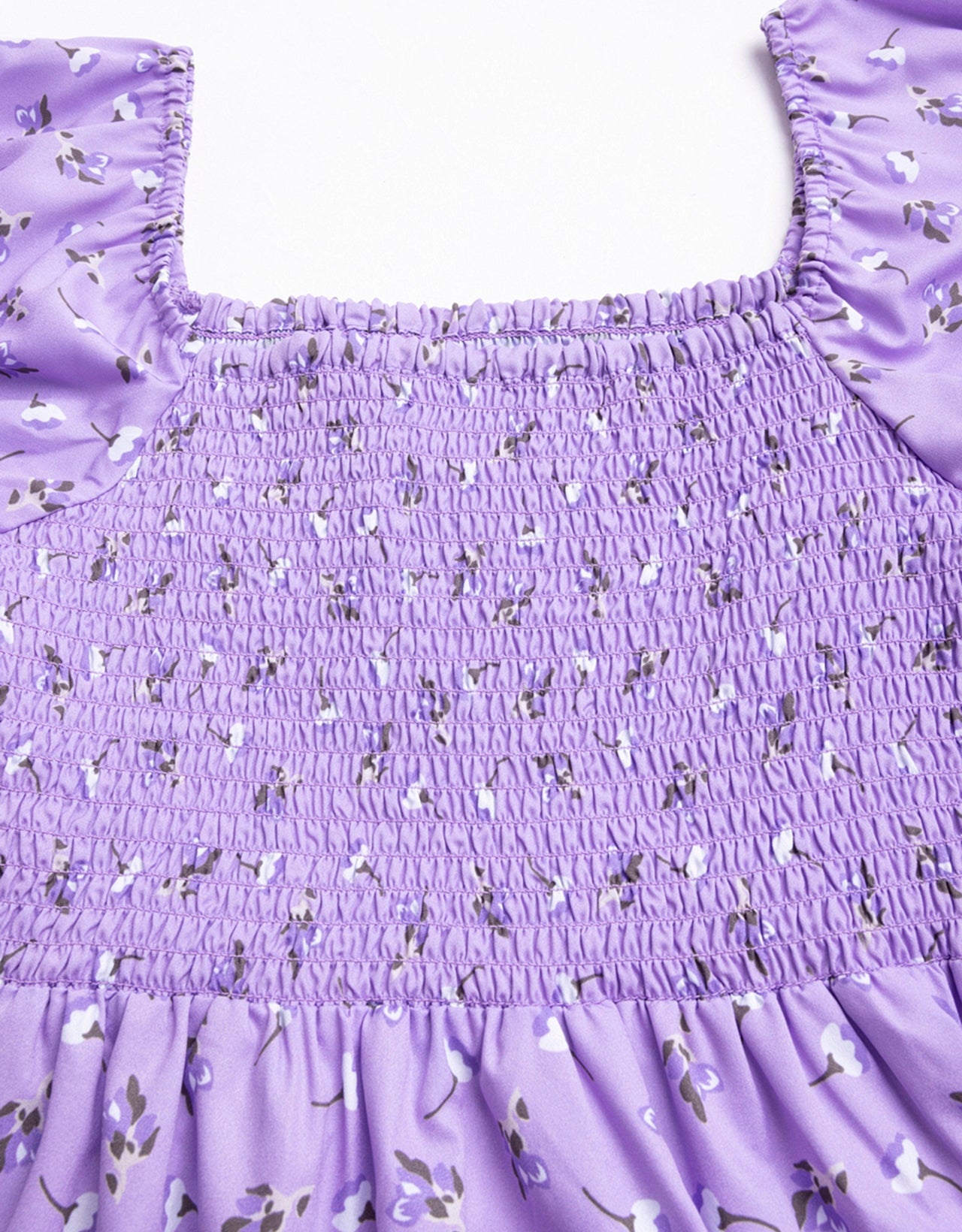 Printed Square Neck Puffed Dress