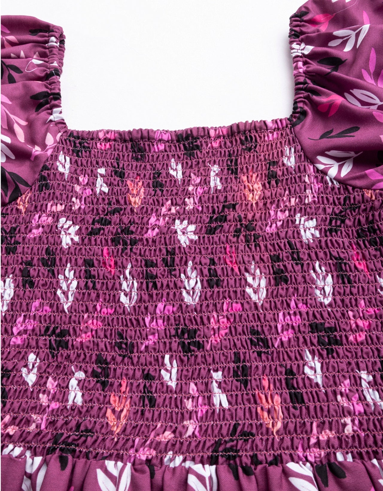 Printed Square Neck Puffed Dress