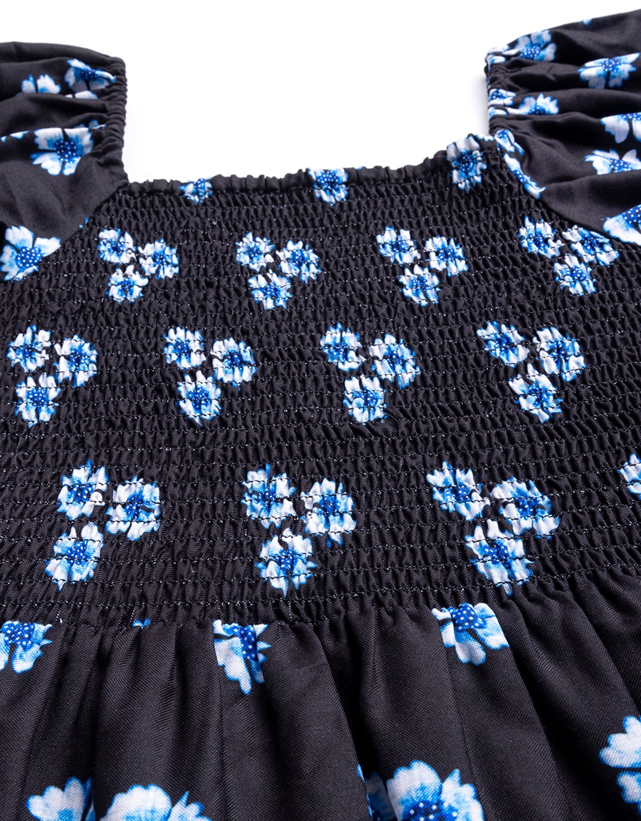 Printed Square Neck Puffed Dress