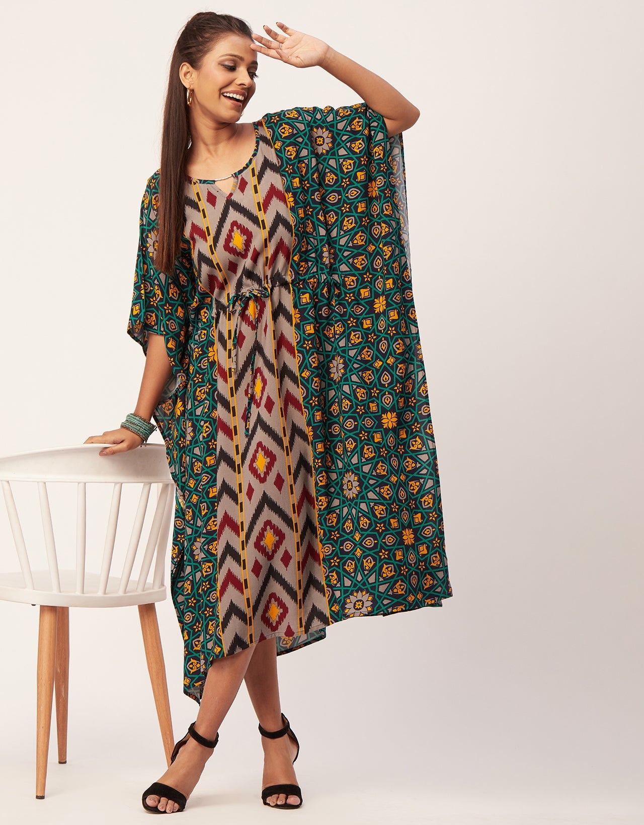 Printed Viscose Kaftan Dress