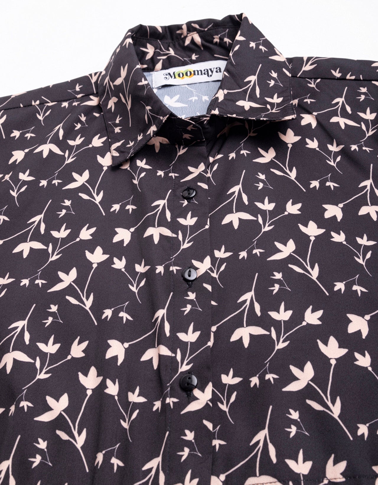 Printed Elbow Sleeves Collared Dress