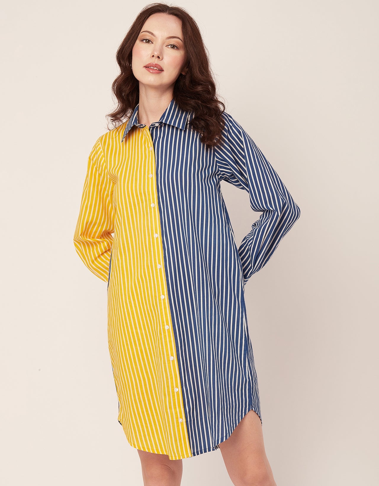 Printed Button Down Midi Shirt
