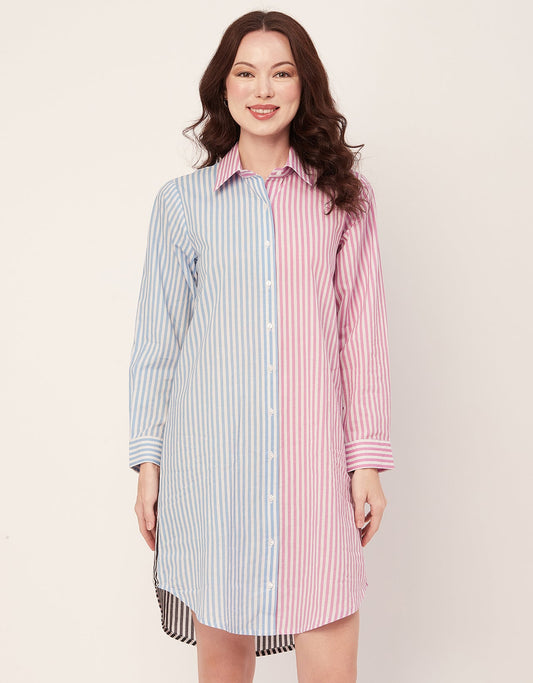 Printed Button Down Midi Shirt