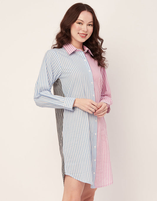 Printed Button Down Midi Shirt