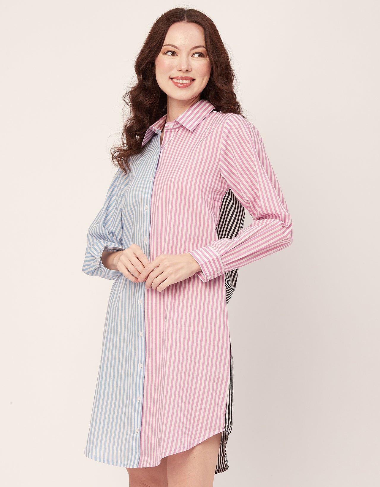 Printed Button Down Midi Shirt