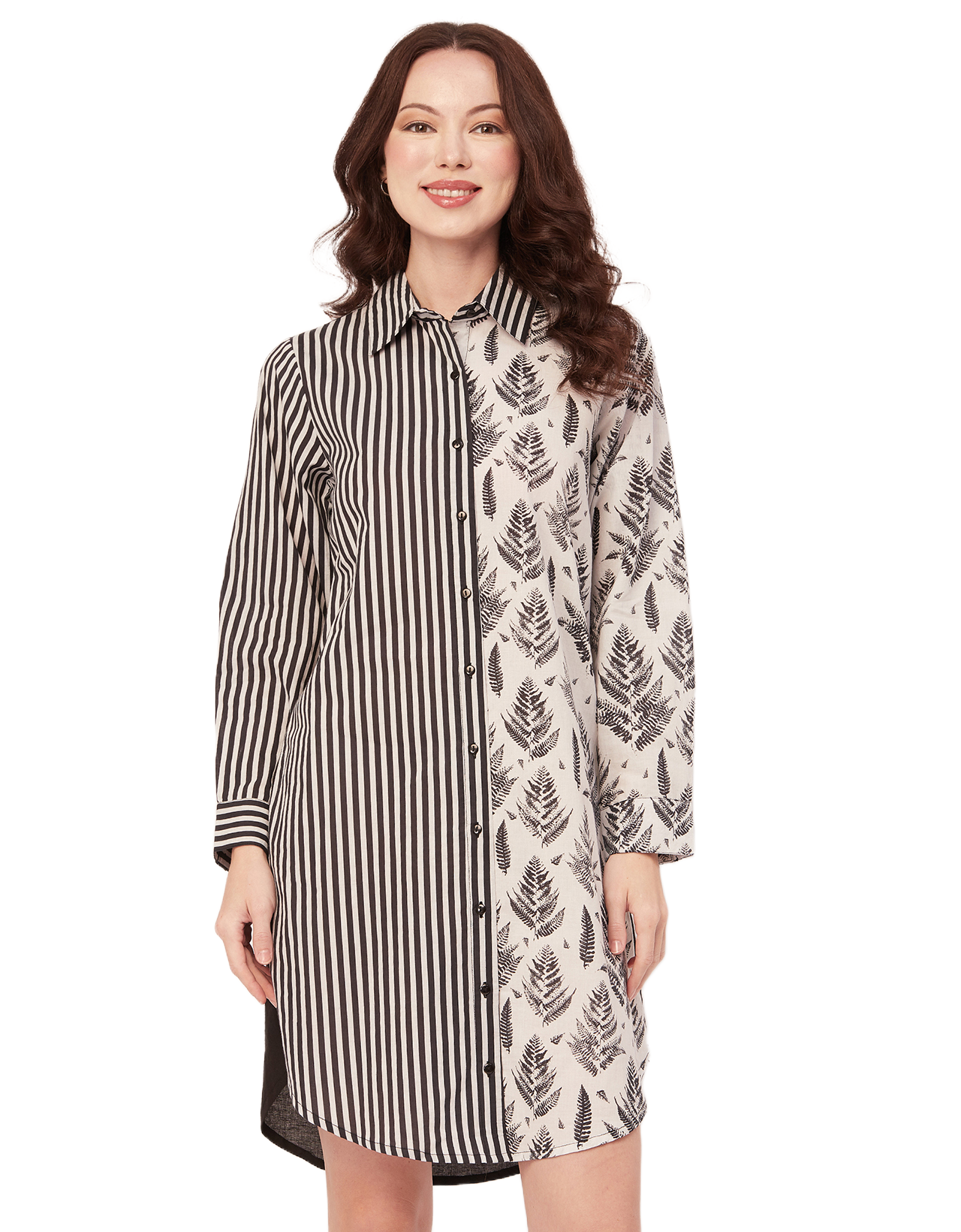 Printed Button Down Midi Shirt