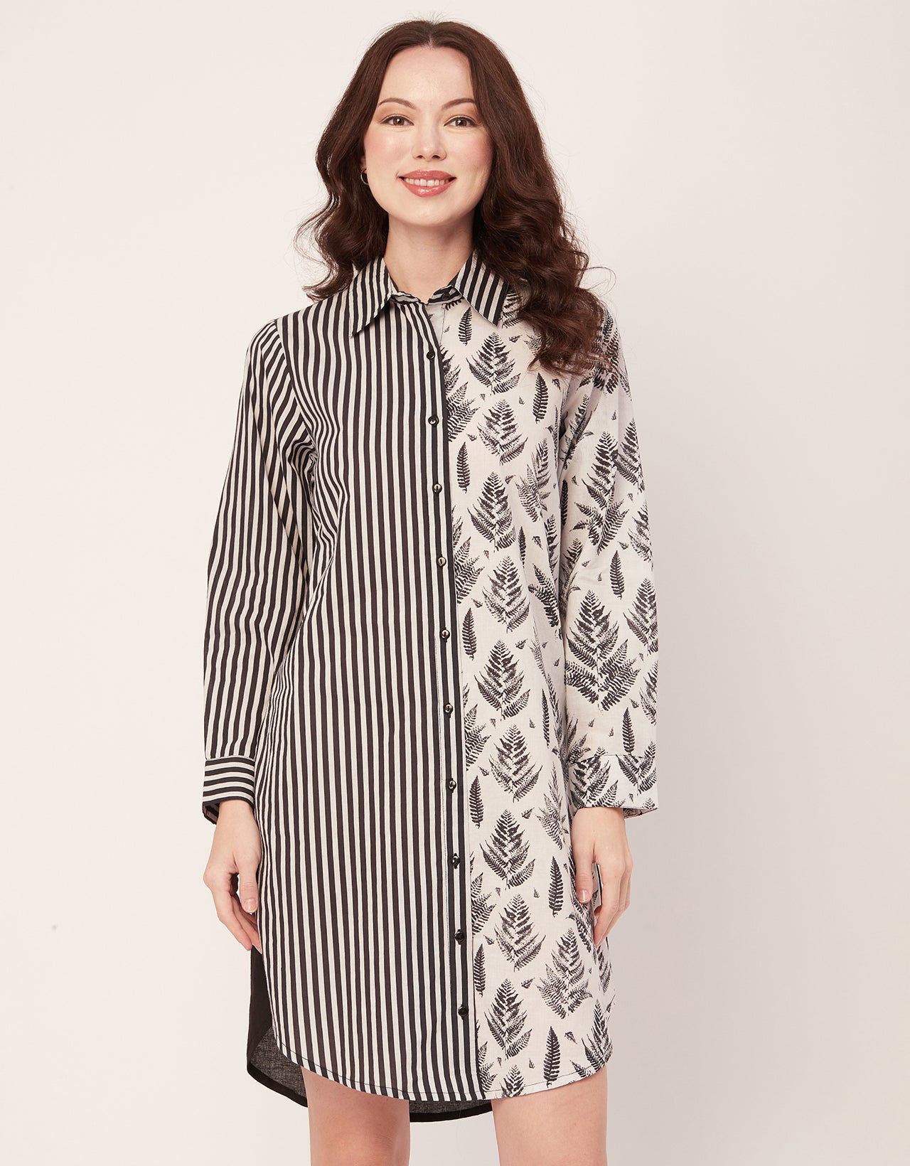 Printed Button Down Midi Shirt