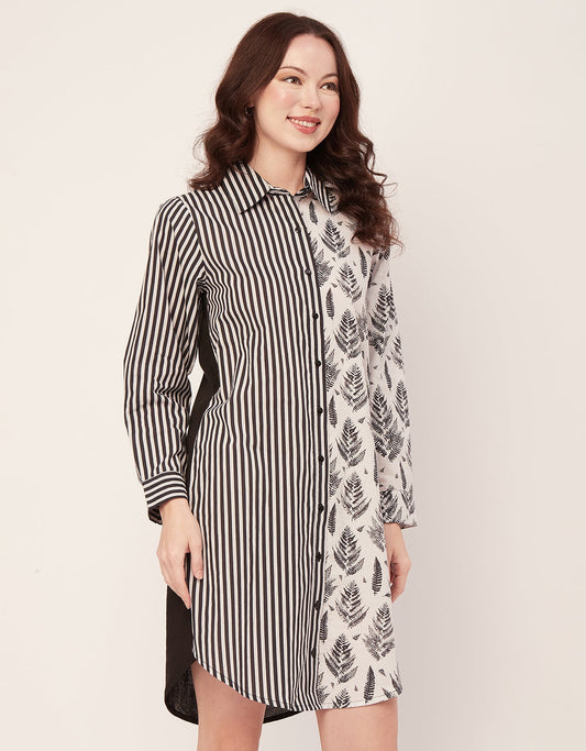 Printed Button Down Midi Shirt